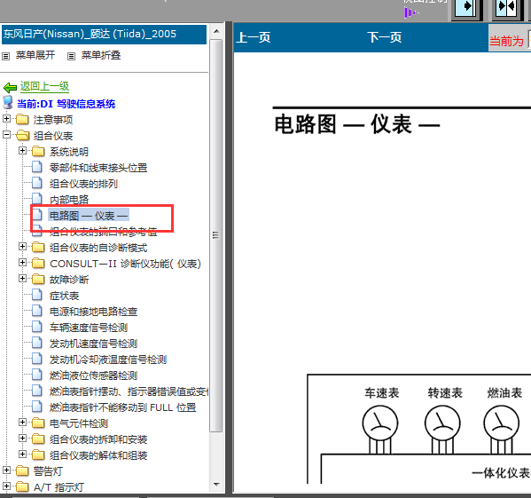 05年日产颐达仪表电路图