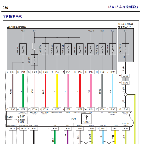 16年吉利博瑞车身电路图