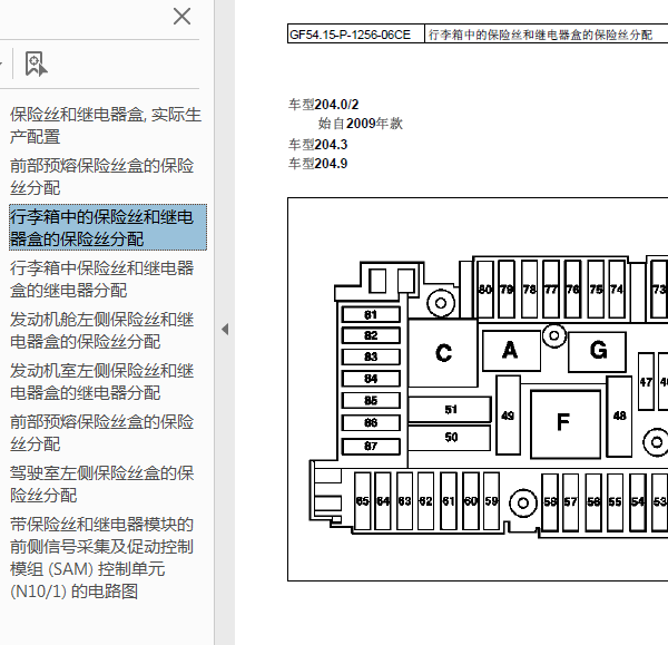 11年奔驰GLK300保险盒说明及喇叭电路图