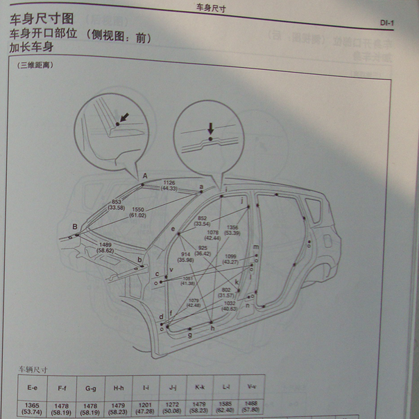 11年丰田RAV4车身钣金尺寸