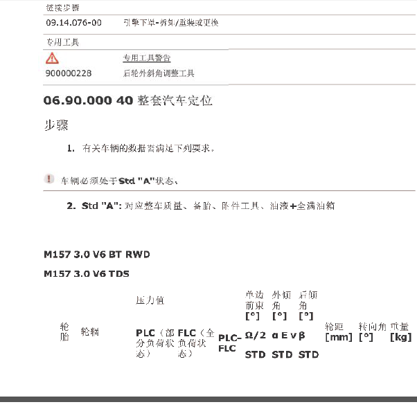 16年吉博力四轮定位相关数据