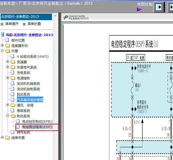 13年现代胜达稳定系统线路图