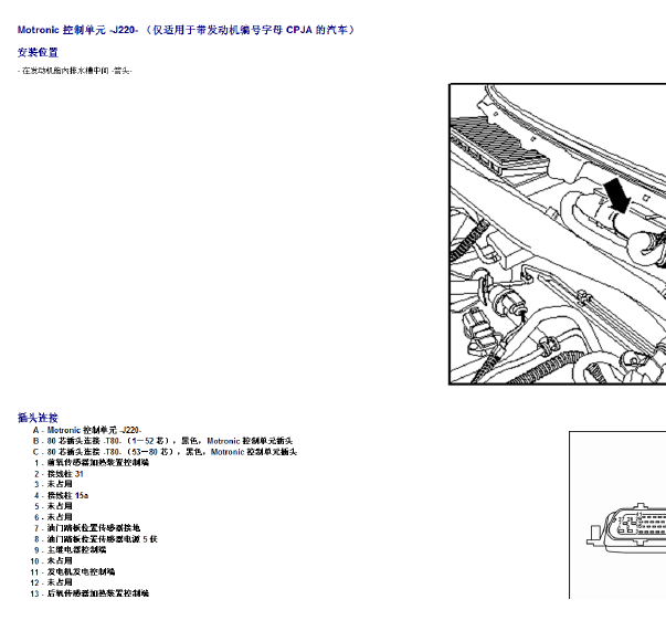 大众CJPA发动机针脚定义图