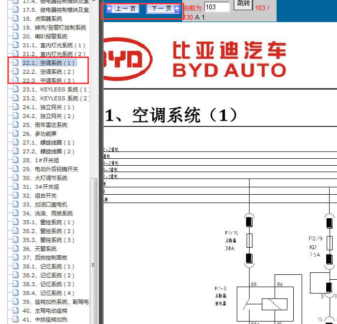 2014-2015年比亚迪S7空调电路图