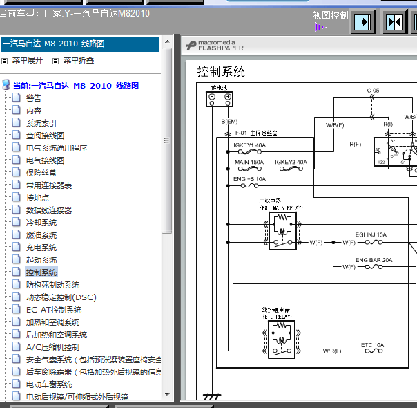 10年一汽马自达M8线路图