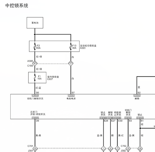 拓路者中控锁线路图