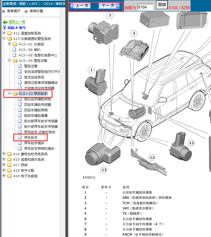 2014年路虎揽胜驻车辅助控制模块