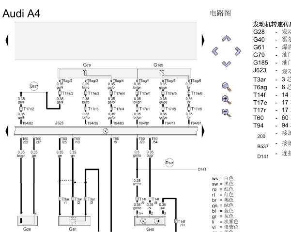 14年奥迪A4L发动机电路图