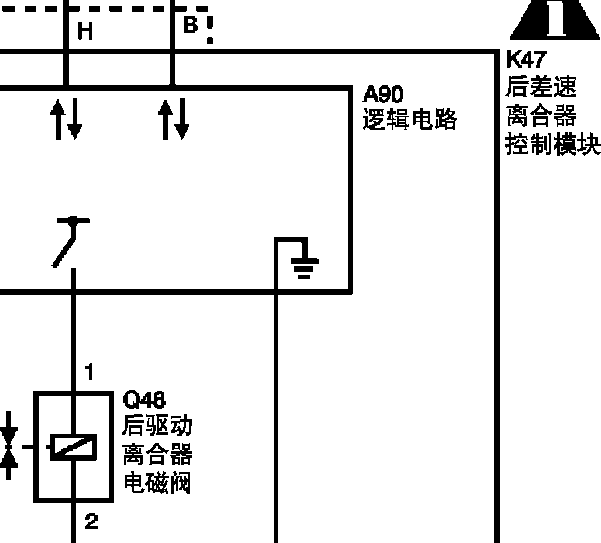 12年凯迪拉克SRX后差速器离合器电路图