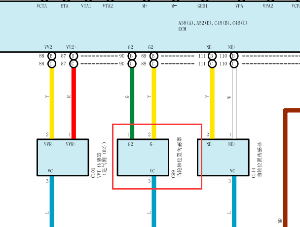 2014年丰田陆地巡洋舰凸轮轴传感器线路图