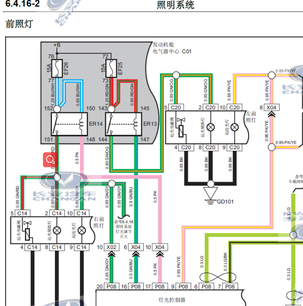 长安逸动灯光电路图