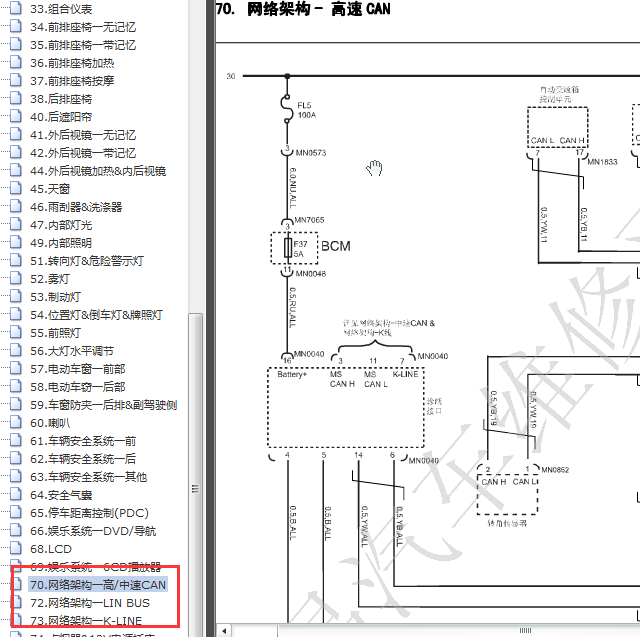 2011-2013年荣威750 CAN线电路图