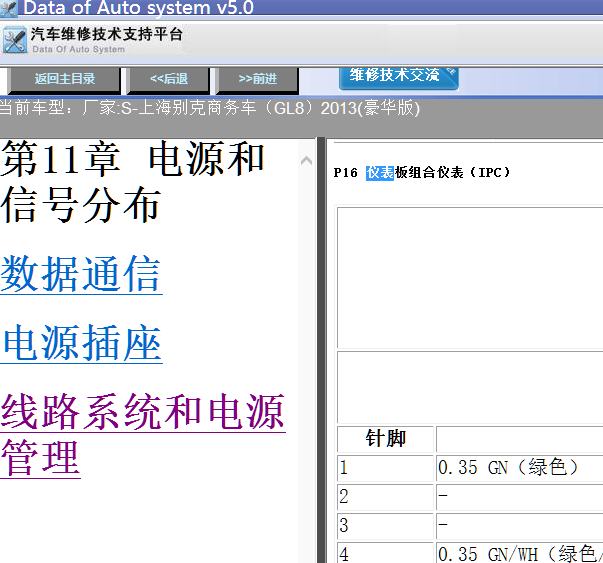 13年GL8豪华版仪表针脚