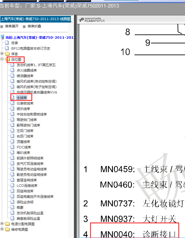 13年荣威750 诊断接口位置图