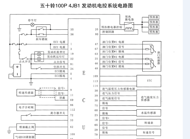 江铃五十铃4JB1发动机电路图
