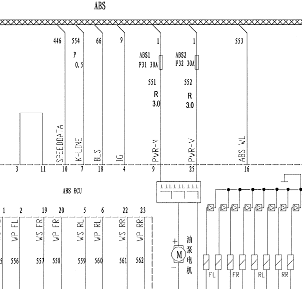 众泰5008 ABS电路图