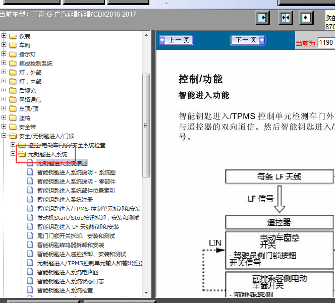 17年讴歌CDX无钥匙进入系统维修手册