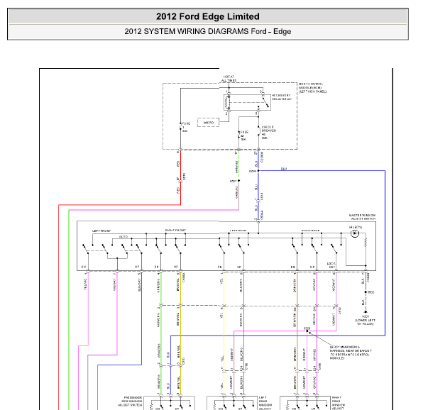 12年福特锐界车窗电路图