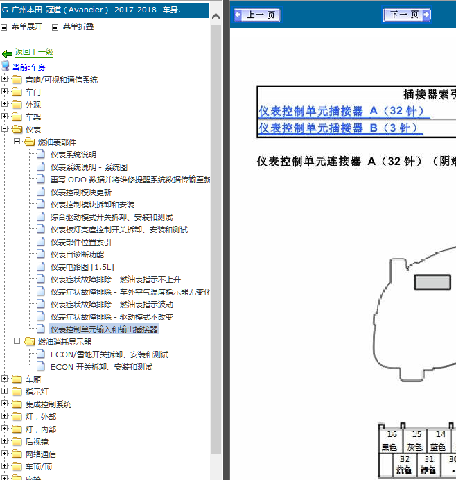 18年冠道仪表针脚图