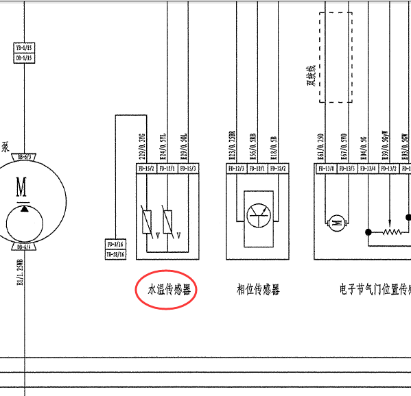 14年江淮瑞风M5水温传感器线路图