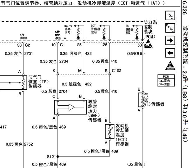 别克GL8发动机节气门位置传感器电路图