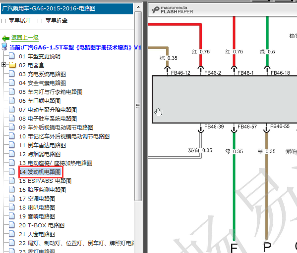 16年传祺GA6发动机线路图
