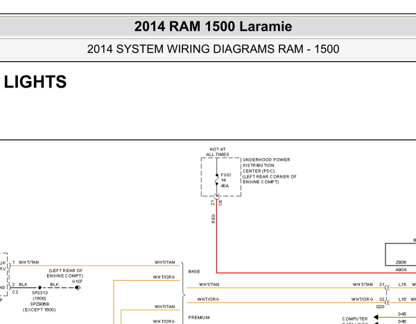 14年RAM1500外部灯光电路图