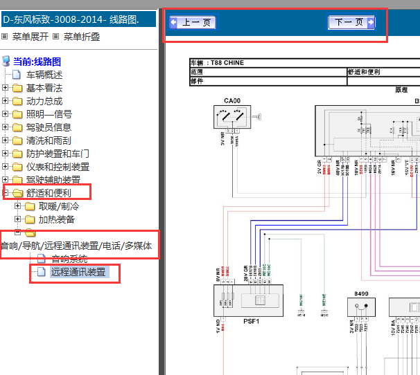 2014年标致3008网络通讯电路图