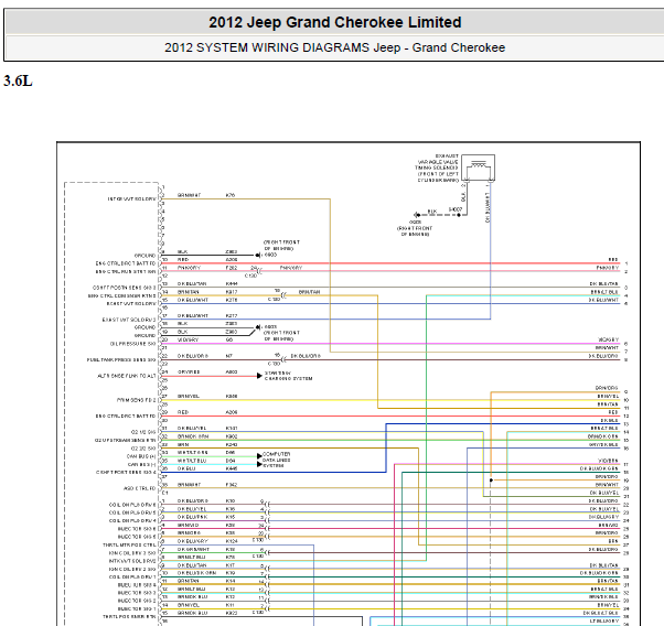 2012年吉普大切诺基发动机电路图