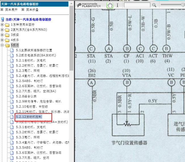 天津一汽威志节气门电路图