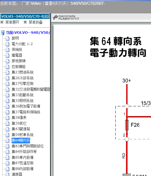 07年沃尔沃S40方向盘控制线路图
