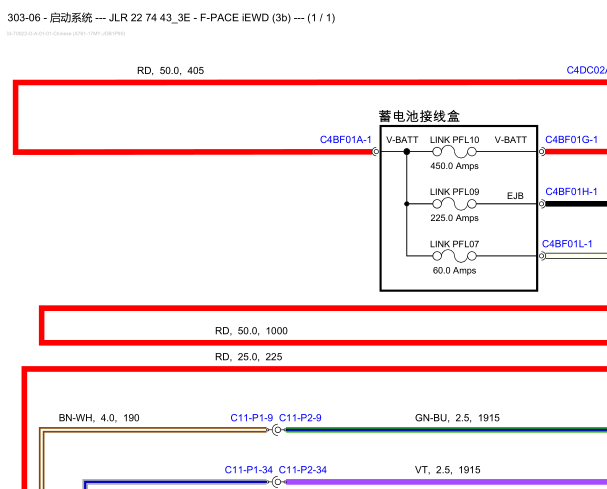 17年捷豹F-PACE启动电路图