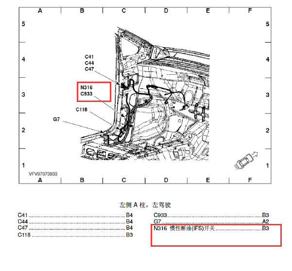 福特福克斯1.8 N316安装位置