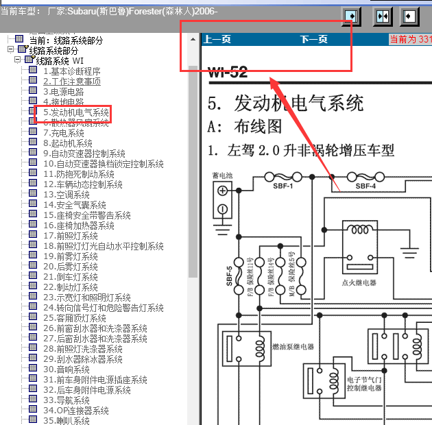06年斯巴鲁森林人发动机电路图