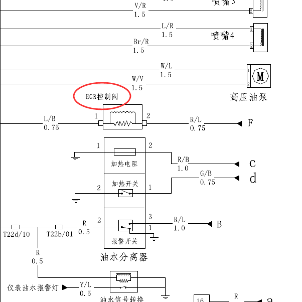 黄海旗胜EGR阀传感器线路图