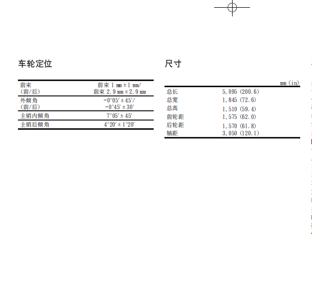 英菲尼迪Q70L四轮定位数据
