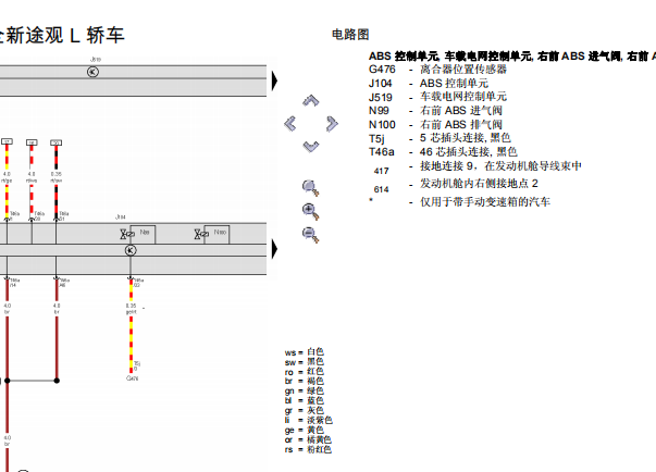 2017-2018年大众途观 ABS电路图