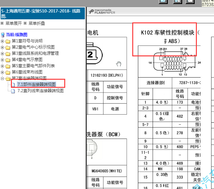 17年宝骏510   ABS针脚图