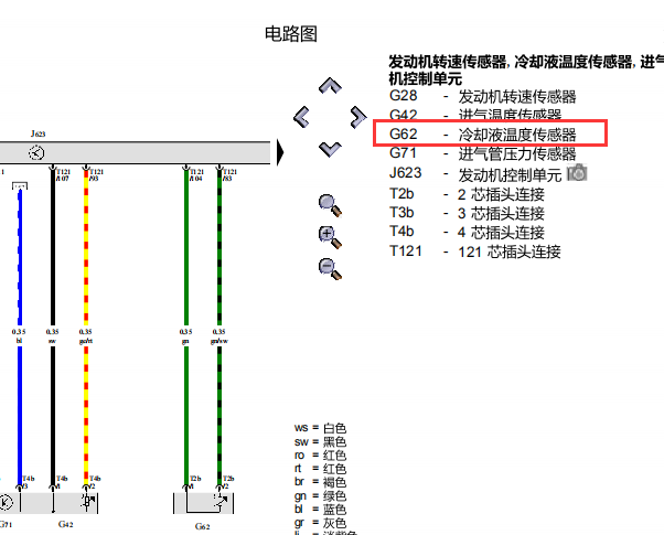 2016年大众捷达冷却液温度传感器电路图