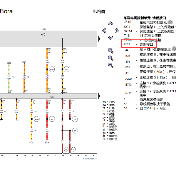 2008年大众宝来OBD电路图