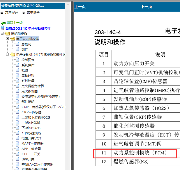 2011-2013年福特蒙迪欧致胜发动机控制模块位置