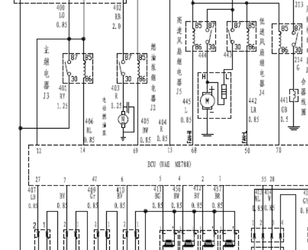 2011年众泰Z200HB发动机控制电路图