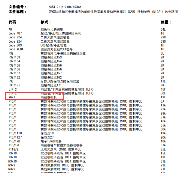 2011年奔驰E300 L雨刮电路图