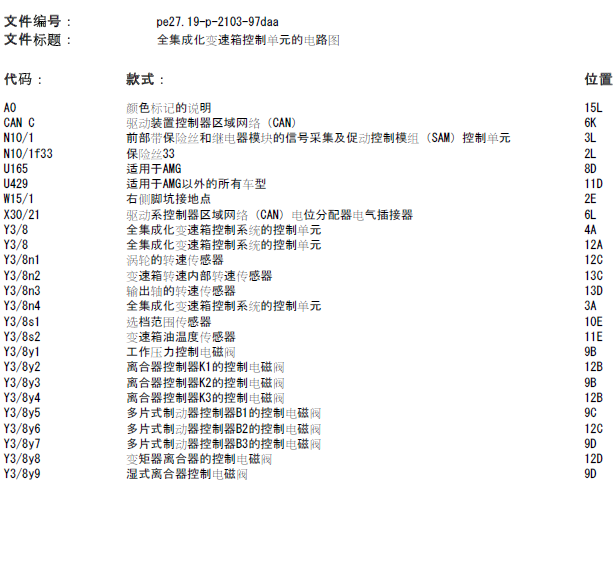 11年奔驰E260波箱系统线路图