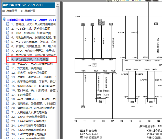 2009-2011年中华骏捷CRV仪表电路图
