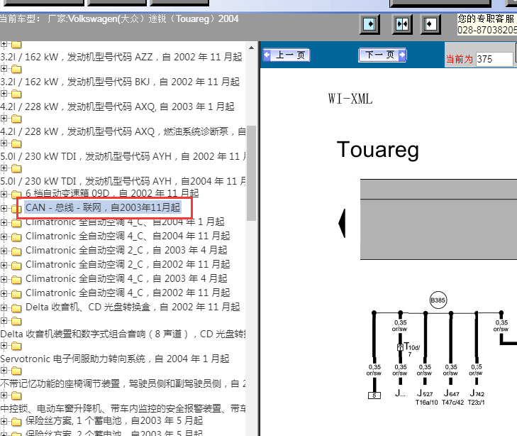 04年大众途锐通信线路图