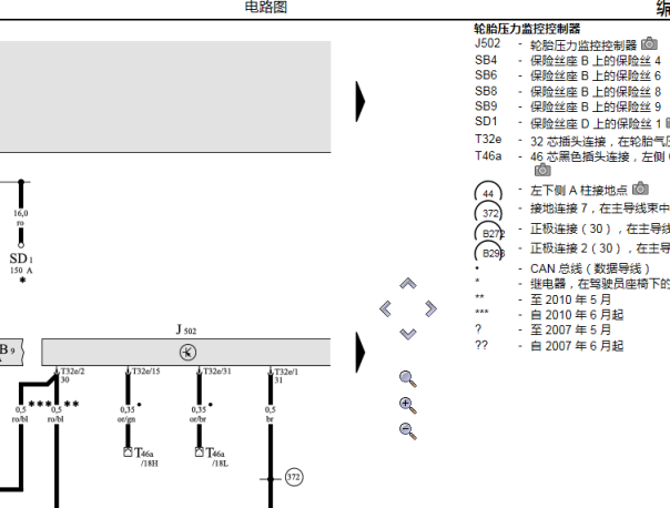 2007年奥迪Q7胎压系统电路图