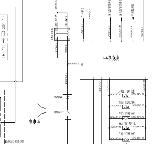 13年北汽威旺M20中控电路图