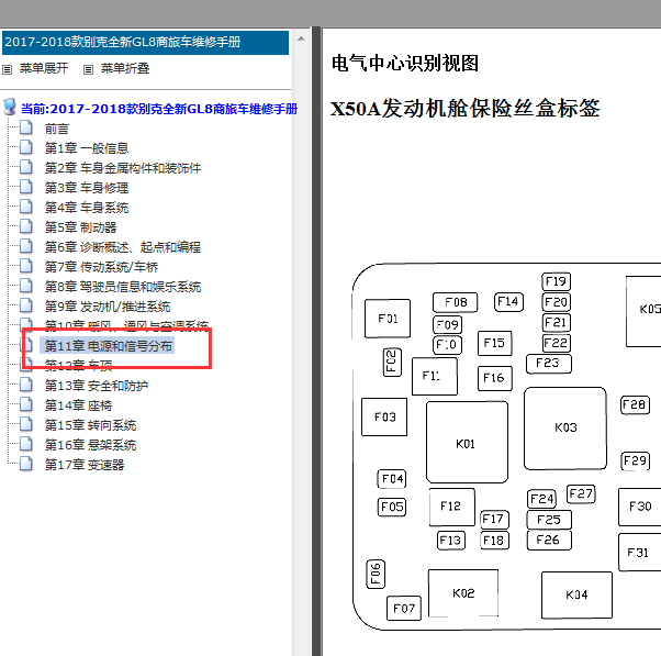 2018年别克GL8机舱保险丝配置图