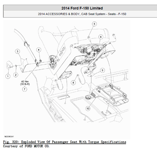 14年福特猛禽座椅维修手册